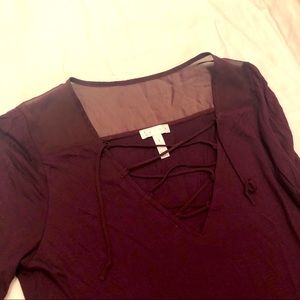 Leith long sleeve lace up top